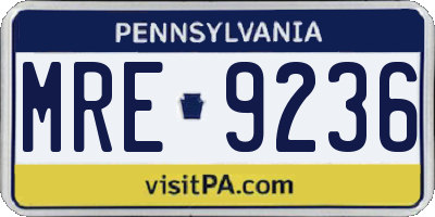 PA license plate MRE9236
