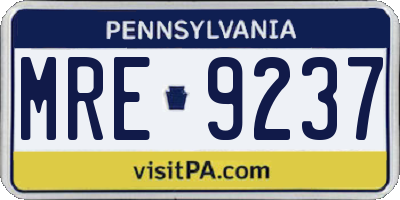 PA license plate MRE9237