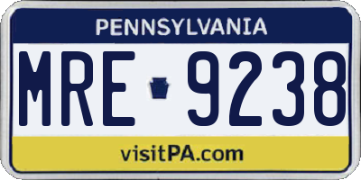 PA license plate MRE9238