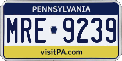 PA license plate MRE9239