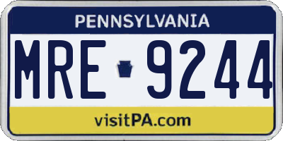 PA license plate MRE9244