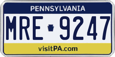 PA license plate MRE9247