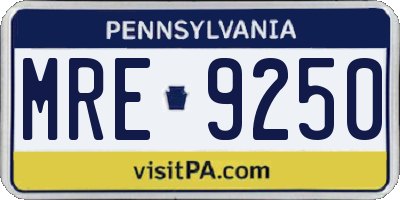 PA license plate MRE9250