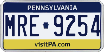 PA license plate MRE9254