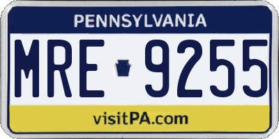 PA license plate MRE9255
