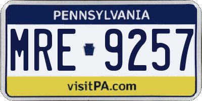 PA license plate MRE9257
