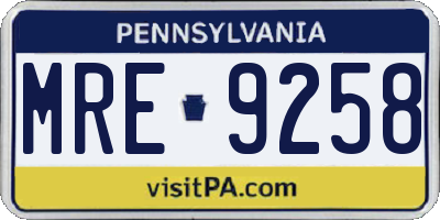 PA license plate MRE9258