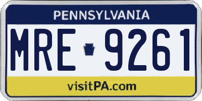 PA license plate MRE9261