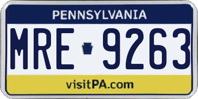 PA license plate MRE9263
