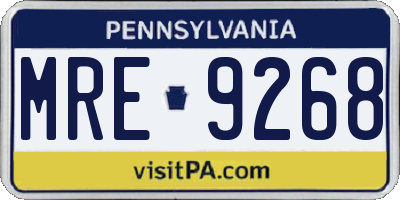 PA license plate MRE9268