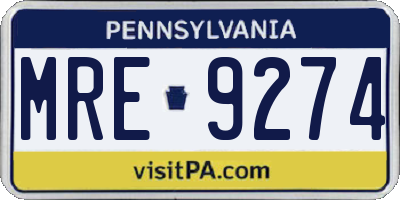 PA license plate MRE9274