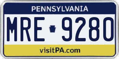 PA license plate MRE9280