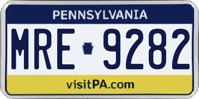 PA license plate MRE9282