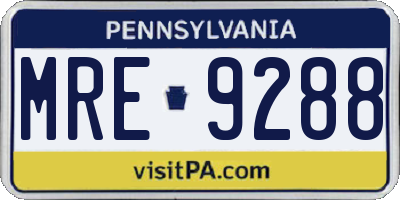 PA license plate MRE9288