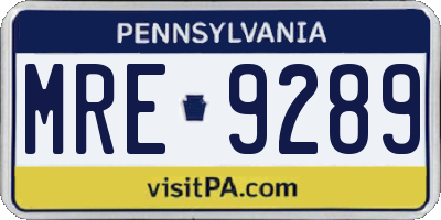 PA license plate MRE9289