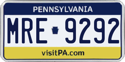 PA license plate MRE9292