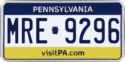 PA license plate MRE9296