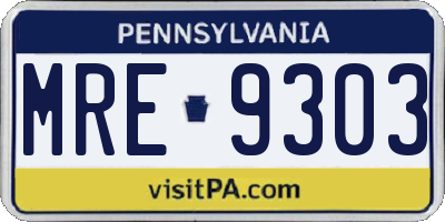 PA license plate MRE9303