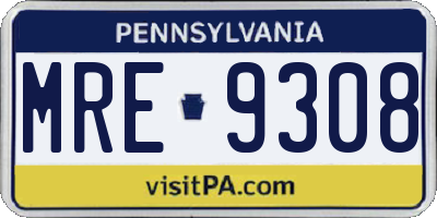 PA license plate MRE9308