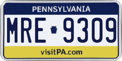 PA license plate MRE9309
