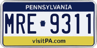 PA license plate MRE9311