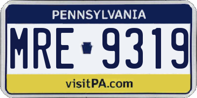 PA license plate MRE9319