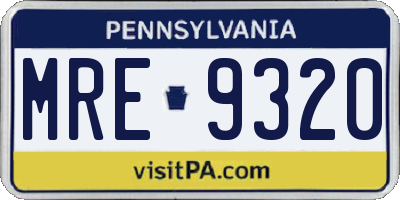 PA license plate MRE9320