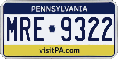 PA license plate MRE9322