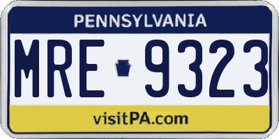 PA license plate MRE9323