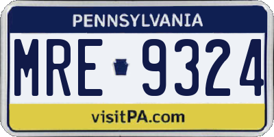 PA license plate MRE9324