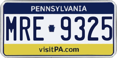 PA license plate MRE9325