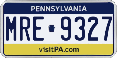 PA license plate MRE9327