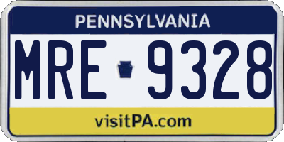 PA license plate MRE9328