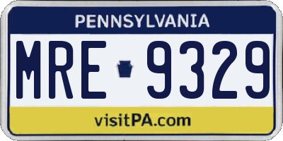 PA license plate MRE9329