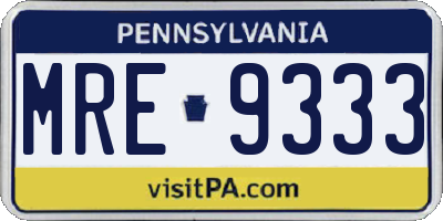 PA license plate MRE9333