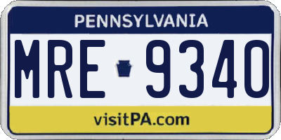 PA license plate MRE9340