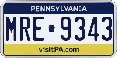 PA license plate MRE9343