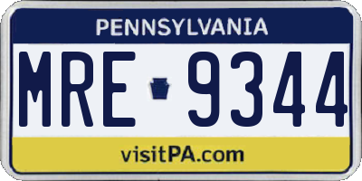 PA license plate MRE9344