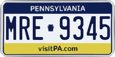 PA license plate MRE9345