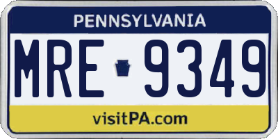 PA license plate MRE9349