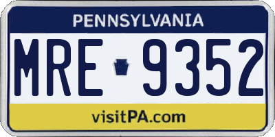 PA license plate MRE9352