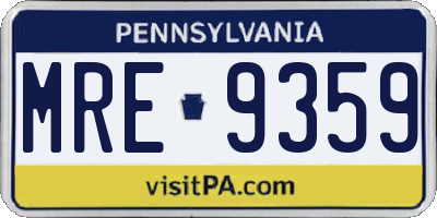 PA license plate MRE9359