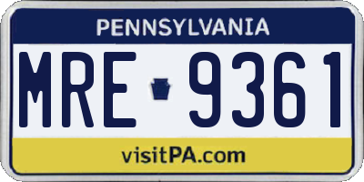 PA license plate MRE9361