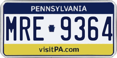 PA license plate MRE9364