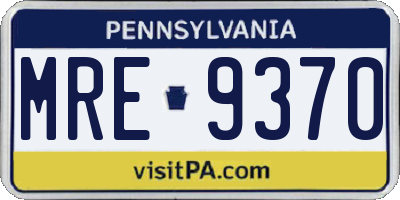 PA license plate MRE9370