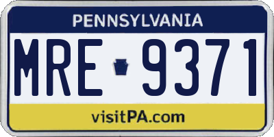 PA license plate MRE9371