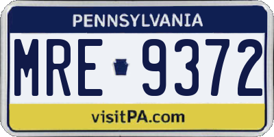 PA license plate MRE9372