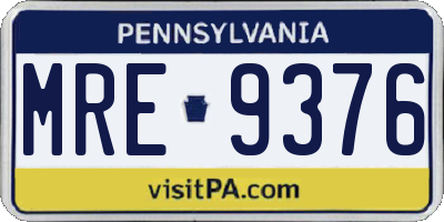 PA license plate MRE9376