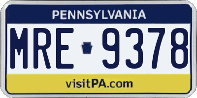 PA license plate MRE9378