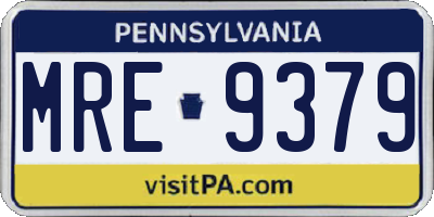 PA license plate MRE9379